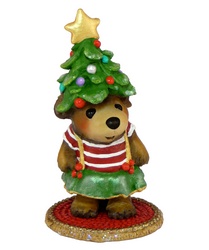 Young girl bear with Christmas tree hat