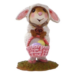 Mouse in lamb costume with Easter backet
