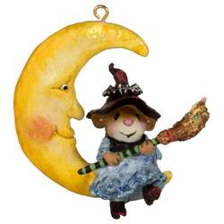 This little witch is hanging out on the moon - ornament