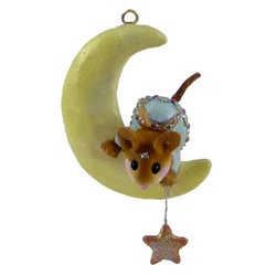 Mouse angle rides on the moon holding a star