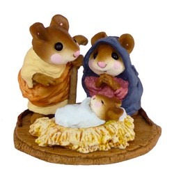 Mice as Mary Joseph their a baby in the manger