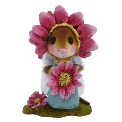 Young child mouse with pink flower amd pink petal head dress